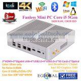 Win10 Mini pc Intel Core i5 5200u 5250u Hyper-Threading Gaming pc 2 Lan /nics Smallest pc