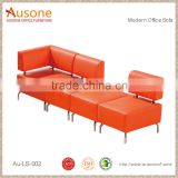 China office product orange leather sectional sofa