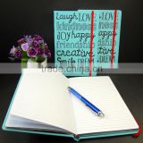 1 color silk printing blue pu American style notebook with elastic closure