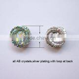 (M0356) 21mm Rhinestone Button With Loop,AB Crystgals,silver Plating thumbnail-1