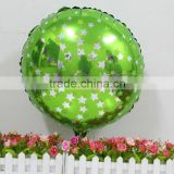Round shape green colorful foil helium metallic balloons for party decoration with stars on