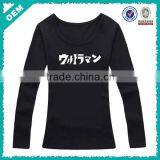 China apparel supplier for printing t shirt, black women long sleeve t-shirt sweatshirt China apparel supplier (lyt080015)