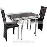 L808C Extending Glass 4 Seaters Small Dining Table and Chairs