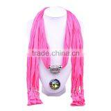 2016 Hot Sale Retail/wholesale 10 Different Colors Cotton Colorful Round Pendant Women Winter Scarf Necklace (SC150063) thumbnail-4