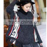 2015 New Winter Sweater Dress Tassel Thick Loose Long-sleeved Fashion Shawls Cloak Sweater Female