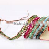 Hand-woven Natural Gem Bracelet Bangle Multilayer Leather Bracelet Women Fashion Wrap Bracelet Jewelry Wholesale thumbnail-3