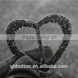 BLACK RHINESTONES BLING HEART-SHAPED RESIN BUCKLE FOR ACCESSORIES