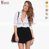 Womens V-neck Short Sleeve Casual Heart Print Tops Blouse thumbnail-1