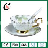 England style gold bone china coffee cup and saucer set for lovers and gift