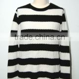 BGAX16040 Plus size pure cotton knitted sweater round neck stripped sweater
