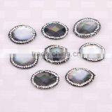 Natural Rainbow Shell Connector Spacer Beads Crystal Paved Oval Shape Gem Jewelry Shell Beads thumbnail-1