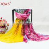 2015 Custom Lady Fashion Cotton Voile Shawl and Scarf Fresh Leopard Peony Printing for Spring Autumn thumbnail-4