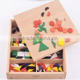 Wooden Educational Toy Froebel Gabe 7 Colorful Geometric Shapes Blocks Combination thumbnail-4