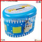 Oval With Lock Money Bank Tin Can