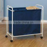 Laundry Basket/bag With Wheels/Triple Sorter, White thumbnail-1