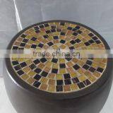 Fiberglass Clay Mosaic Drum Stool thumbnail-3