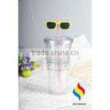 Clear PS/AS Cup With Logo Plastic Tumbler 16oz thumbnail-1