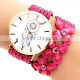 2017 Luxury Charming Decoration Watch Fashion Girl Pearl Wristwatch Lady Handmade Bracelet