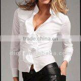 Vintage Sexy Slim Falbala Cotton Spandex Plain Blouse,women Clothing ,apparels,tops thumbnail-1