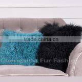 CX-D-04N Wholesale High Quality Best Selling Comfortable Lamb Fur Pillow Genuine Mongolian Sheep Fur Pillows thumbnail-1