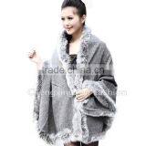 CX-B-P-25E 2016 New Product Fur Poncho Fur Cape With Fox Fur Trimmed thumbnail-2