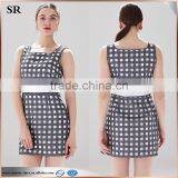 Elegant Simple Top Dress Gridiron Pattern Ladies Smart Casual Dress SR-D9780 thumbnail-1