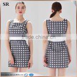 Elegant Simple Top Dress Gridiron Pattern Ladies Smart Casual Dress SR-D9780