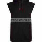 Black Sleeveless Running Hoodie Single Pocket Front Soft Jersey Fabric Fashion Men Tops Custom Made thumbnail-4
