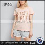 Wholesale Pink Nightwear Pyjamas Set Gold Foil Print 100% Cotton Sleepwear Set Shorts With Piping thumbnail-1