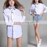 Zm50277b Autumn New Model Fashion Woman Blouses and Tops Long Sleeve White Plus Size Lady Blouse thumbnail-2