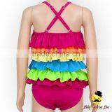 Sweet Children Strap Ruffle Kids Beach Little Girl Modeling Rainbow Swimwear Clothes thumbnail-6