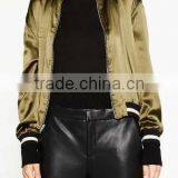 Runwaylover EY1030C Wholesale Fashion Women Solid Color Bomber Cropped 100% Nylon Embroidery Jacket thumbnail-5