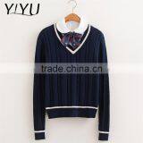 Popular Girl V-neck School Uniform Knit Pullover for High School Students thumbnail-4