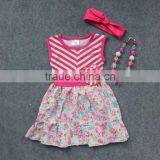 girls summer dress 2-7t available baby kids hot pink flower high low dress with matching headband and necklace set