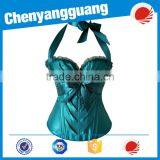 CYG Latest Women's Strapless Faux Leather Zipper Front Corset and Pant thumbnail-2