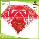 100% polyester embroidery Christmas Flower table cloth 36" SQ