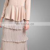 2017 Peplum Modern Baju Kurung Pleated Skirt Satin Baju Suits Muslim Women Clothing thumbnail-6