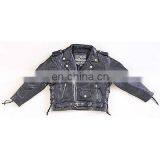 Cowhide Leather Classic Jacket Kids Biker Size Black Color