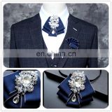 Aidocrystal Handmade New Fashion Boutique Blue Bow Ties For Groom Men Solid Bowtie Classic Cummerbund Bow Tie