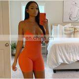 2020 New Arrivals Women Sexy Sling Jumpsuit Ladies Fashion Bodycon Solid Color Playsuit Women Sportswear Jumpsuit thumbnail-4