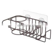 High Quality Metal Wire Punch-Free Kitchen Bathroom Accessories Organizer Self Adhesive Drain Sink Drying Rack Sponges Holder thumbnail-1