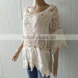 2016 Ladies Tops Hot Cotton Embroidery Lace Fabric Vest for Women Blouse thumbnail-2