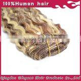 100% Human Hair Extension Mixed Colored Brown/blonde Body Wave Blonde Clip Ons