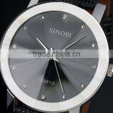 WM020 New Mens Unisex Black Dial Classic Value Leather Band Fashion Quartz Wrist Watch thumbnail-1