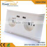 Type E Euro/ French Type Dual 2 x USB Schuko Wall Socket Plate 230V 16A With CE Approval
