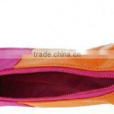 Faux Leather With Canvas Design Cosmetic Bag thumbnail-3