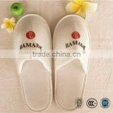 Hotel Customized Logo Printing Cotton Velour Slipper for Star Hotels Bathroom Slippers thumbnail-1