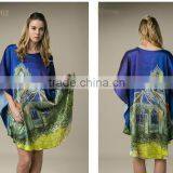 2016 Beach One Size 100%silk Women Batwing Kaftan Silk Dress thumbnail-1