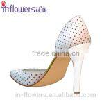 White Leather Side Cut Pointed Toe Ladies High Heels thumbnail-4