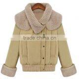 European Style 2015 Newest Winter Women's Lapel Lambs Wool Cotton Jacket thumbnail-3